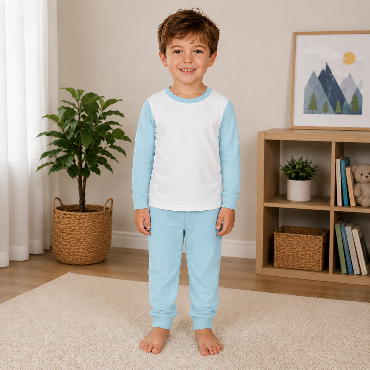 -Kids Sky Blue Pyjamas- LONG