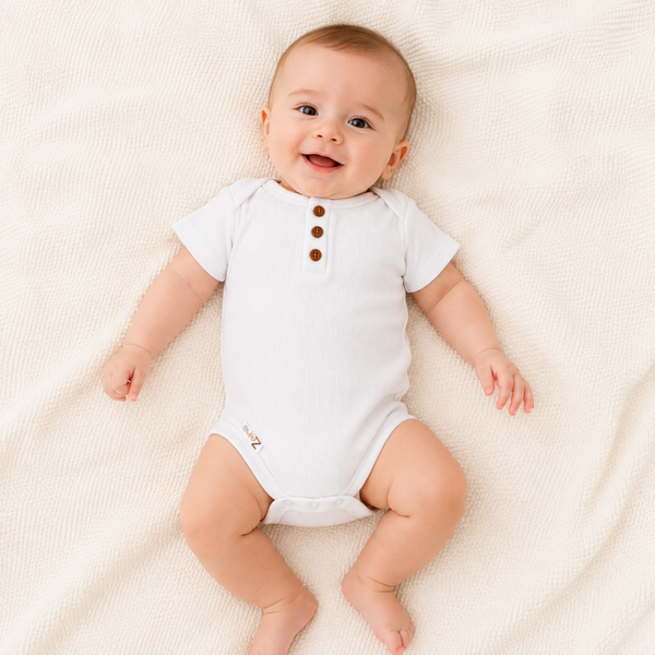 -Ribbed Baby Vest-White -100% Cotton