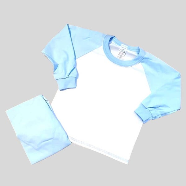 -Kids 100% Cotton Long Pyjamas- Baby Blue