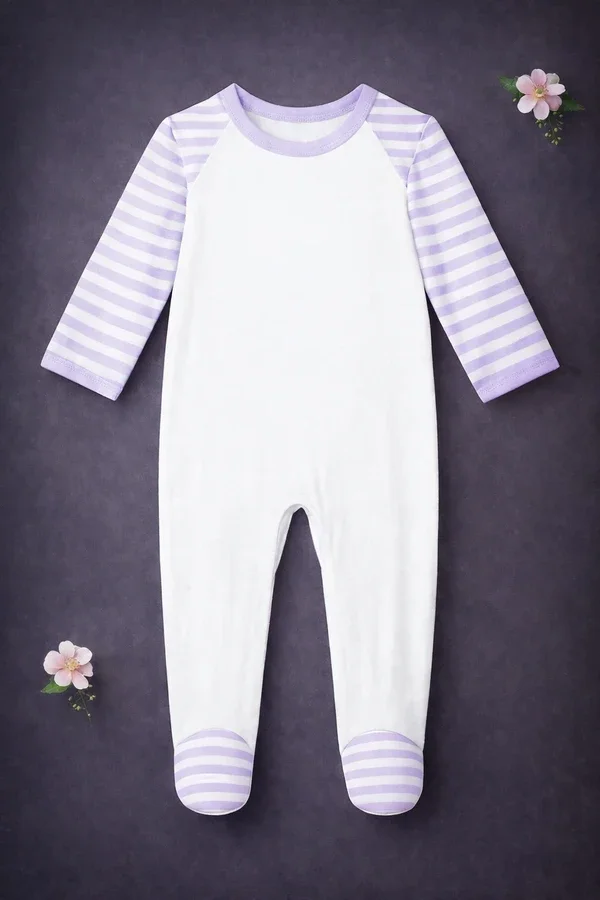 -Sublimation Romper -Lilac Stripes