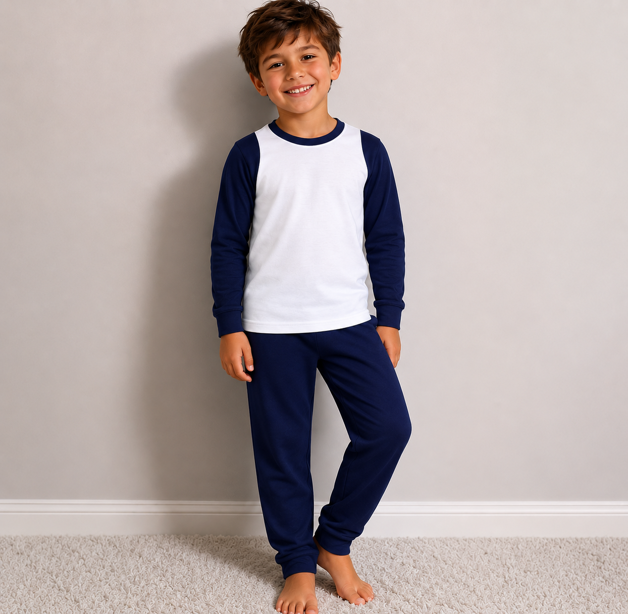 -Kids Navy Pyjamas -LONG