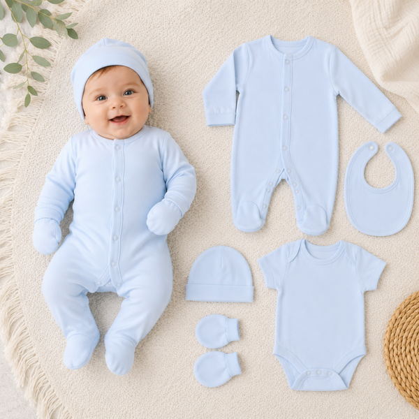 -Baby Blue 5 Piece Baby Set
