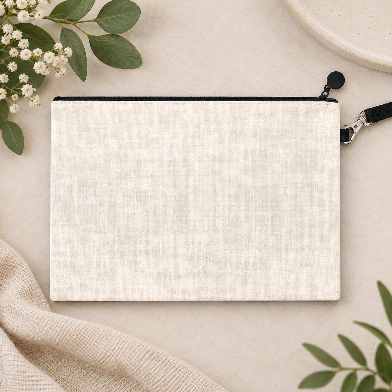 -Sublimation Linen Blank Cosmetic/Makeup Pouch