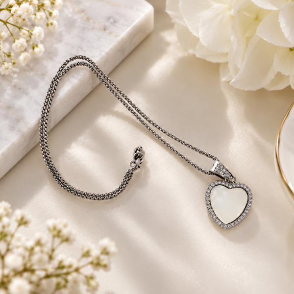 -Sublimation Heart Diamante Necklace