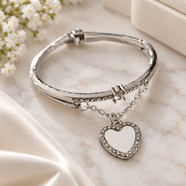 -Sublimation Diamante Heart Bracelet