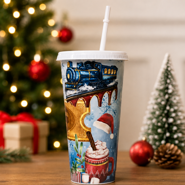 -Blue Christmas Express Cup -24oz -5 Pack (PRE-ORDER)