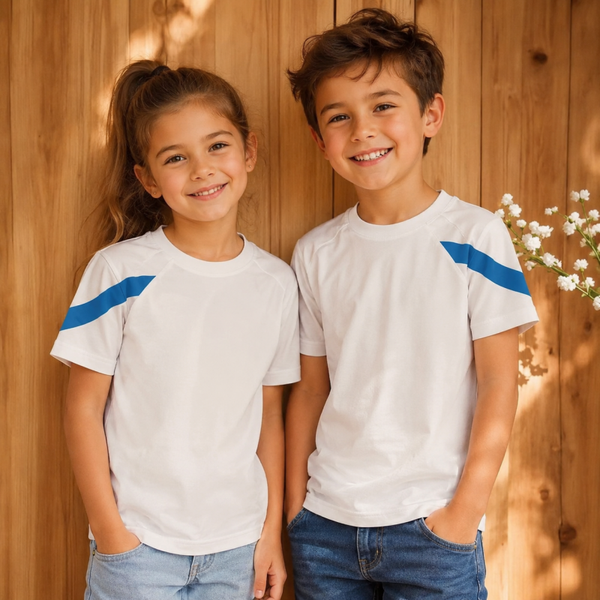 -Kids Jersey Style Tshirt- Blue & White