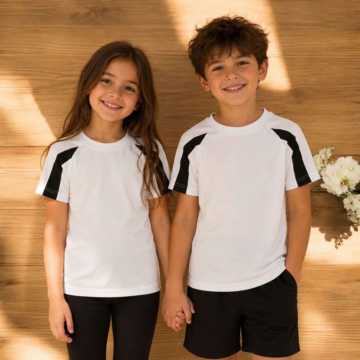 -Kids Jersey Style Tshirt- Black & White