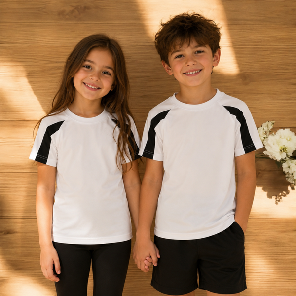 -Kids Jersey Style Tshirt- Black & White