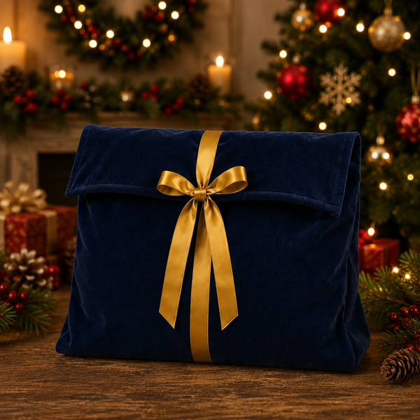 -SWB Velvet & Satin Christmas Envelope Bag -40*35*10cm -NAVY (Pre-Order)