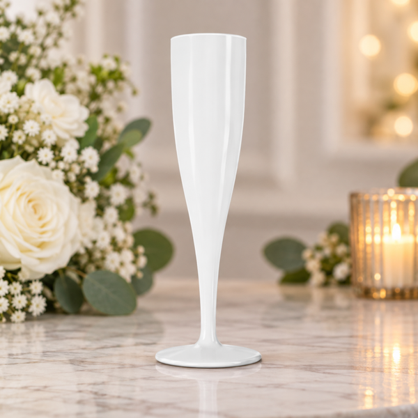 -Plastic Champagne Flute- White