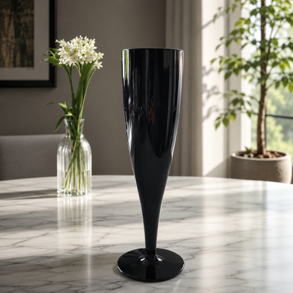 -Plastic Champagne Flute- Black