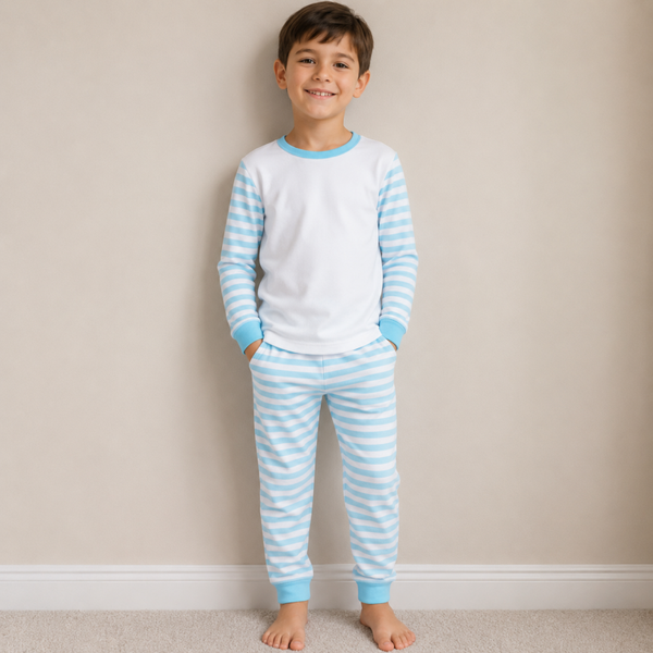 -Kids Blue Stripes Pyjamas -LONG