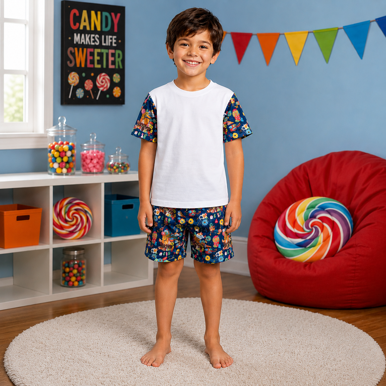 -Boys Candy Print SHORTS Set