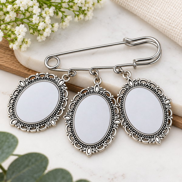 -Sublimation Triple Oval Pin Brooch