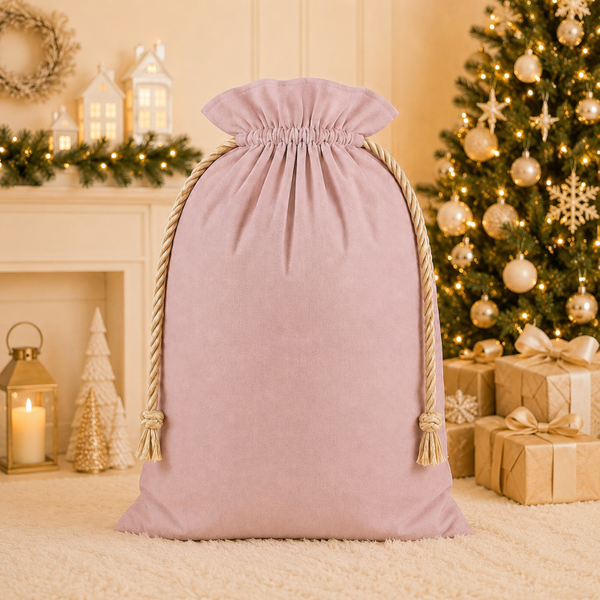 -SWB Velvet & Satin Christmas Sack 75*45cm -Pink