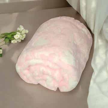 -Baby Fleece Blanket - Pink With Hearts