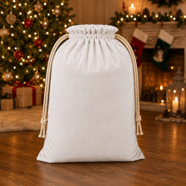 -SWB Velvet & Satin Christmas Sack 75*45cm -White (Pre-Order)