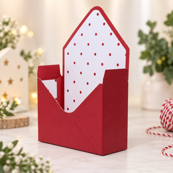 -Flower Envelope Boxes - Red
