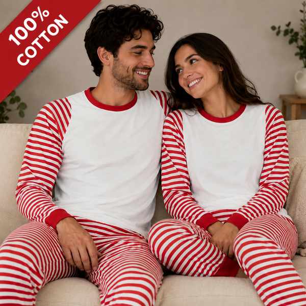-Adults Cotton Red Stripe Pyjamas
