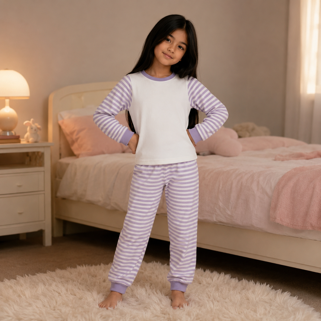 -Kids Lilac Stripes Pyjamas -LONG