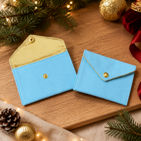 -SWB Velvet & Satin Gift Card Holder 10*7cm -BLUE