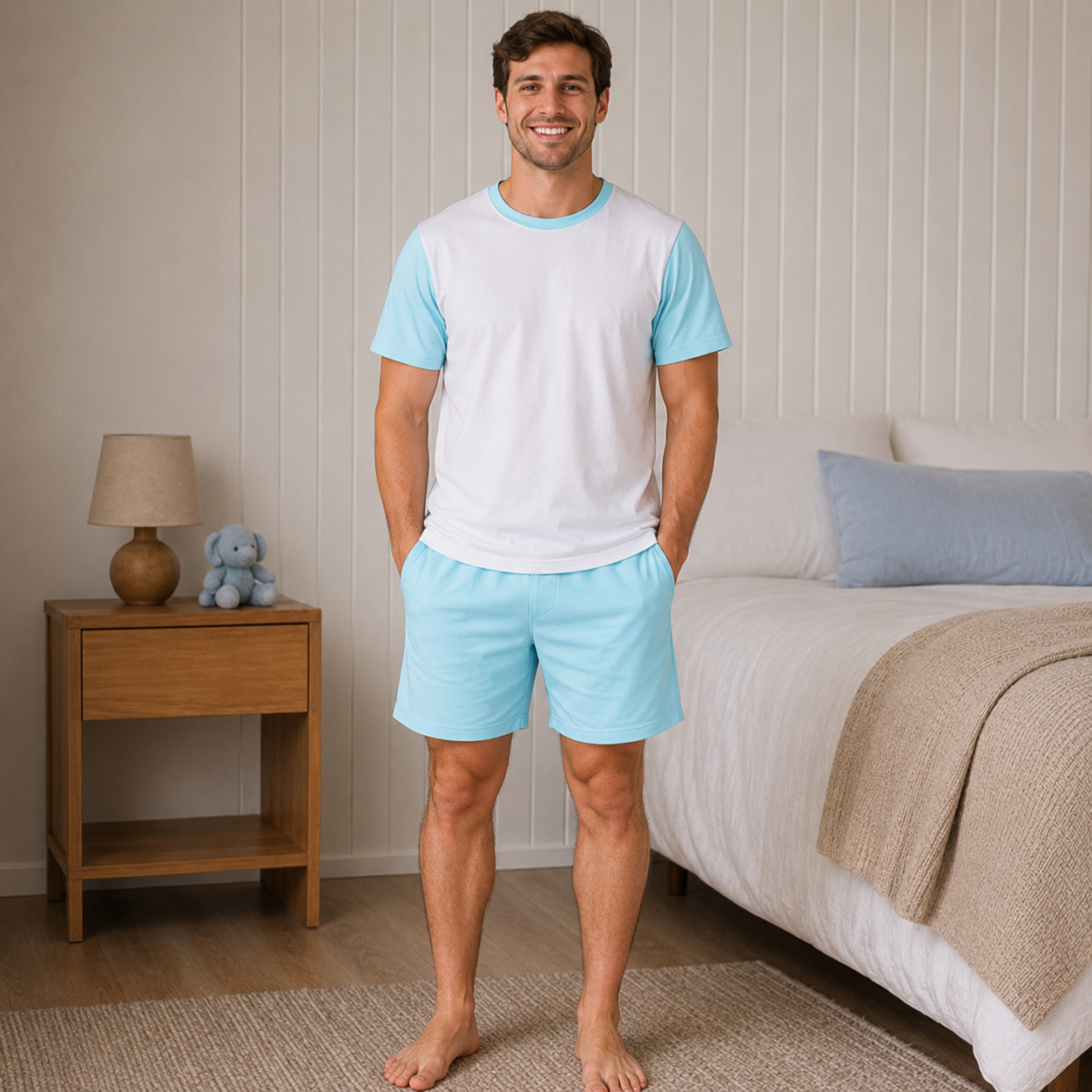 -Adults Blue Sublimation SHORTS set