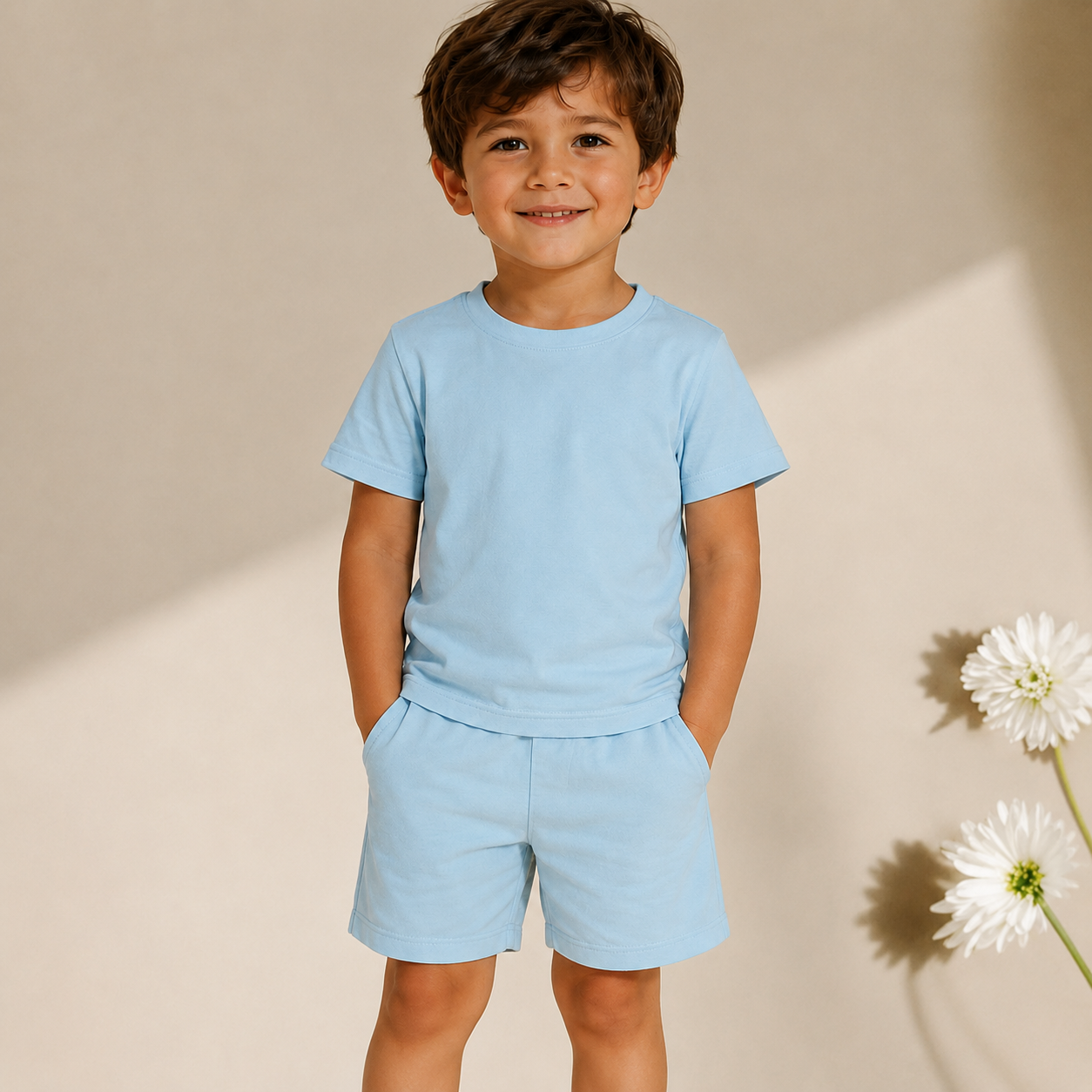 -COTTON SHORT Set- Blue