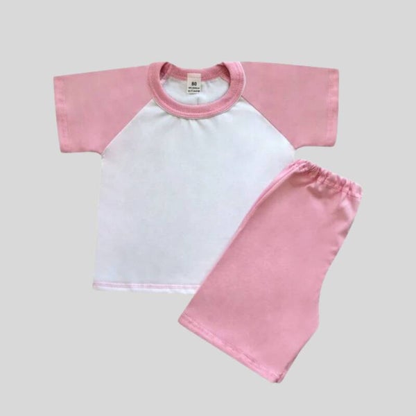 -Kids 100% Cotton Short Pyjamas- Baby Pink
