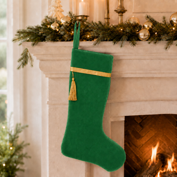 Luxury Velvet & Satin Lined Christmas Stocking -Green (Pre-Order)