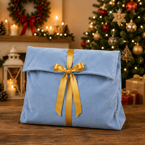-SWB Velvet & Satin Christmas Envelope Bag -40*35*10cm -Blue (Pre-Order)