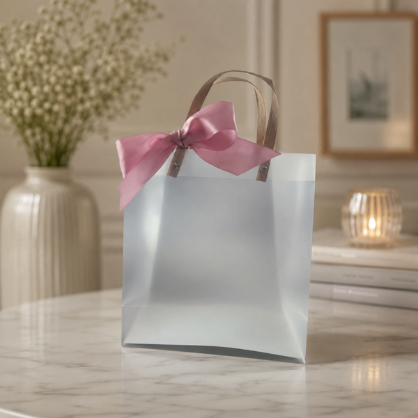 -Frosted Pink Bow Gift Bag