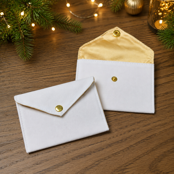 -SWB Velvet & Satin Gift Card Holder 10*7cm -WHITE