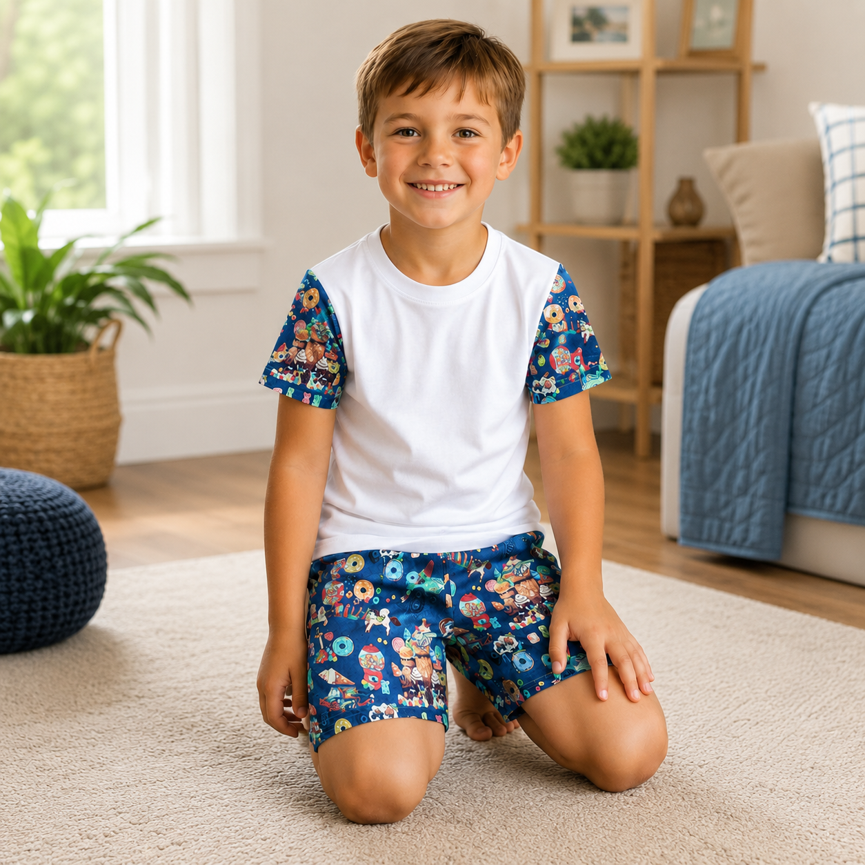 -Boys Candy Print SHORTS Set