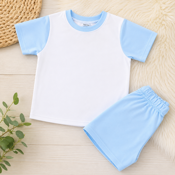 -Adults Blue Sublimation SHORTS set