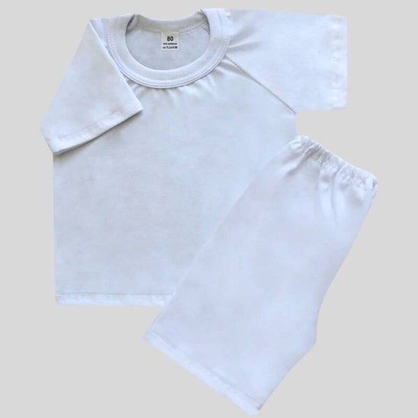 -Kids 100% Cotton Short Pyjamas- White