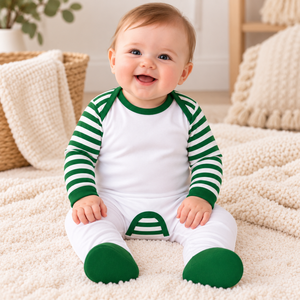 -Sublimation Romper -Green Stripes