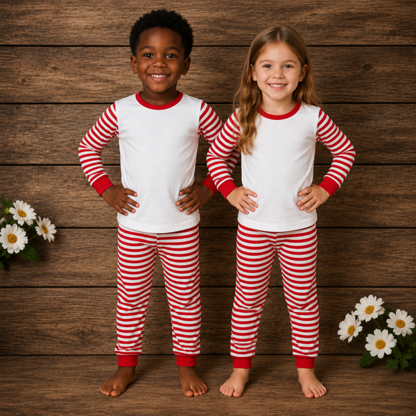 -Kids Red Stripes Pyjamas -LONG
