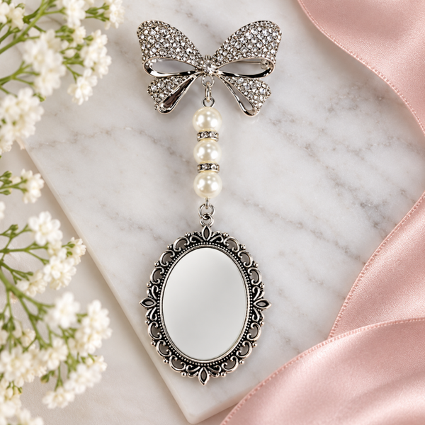 -Oval Butterfly Bow Pin Brooch