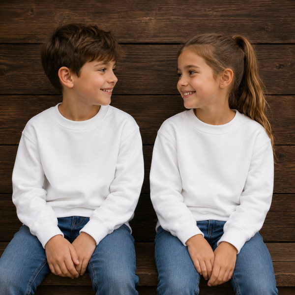 -Kids Crew Neck Sublimation Jumper - White
