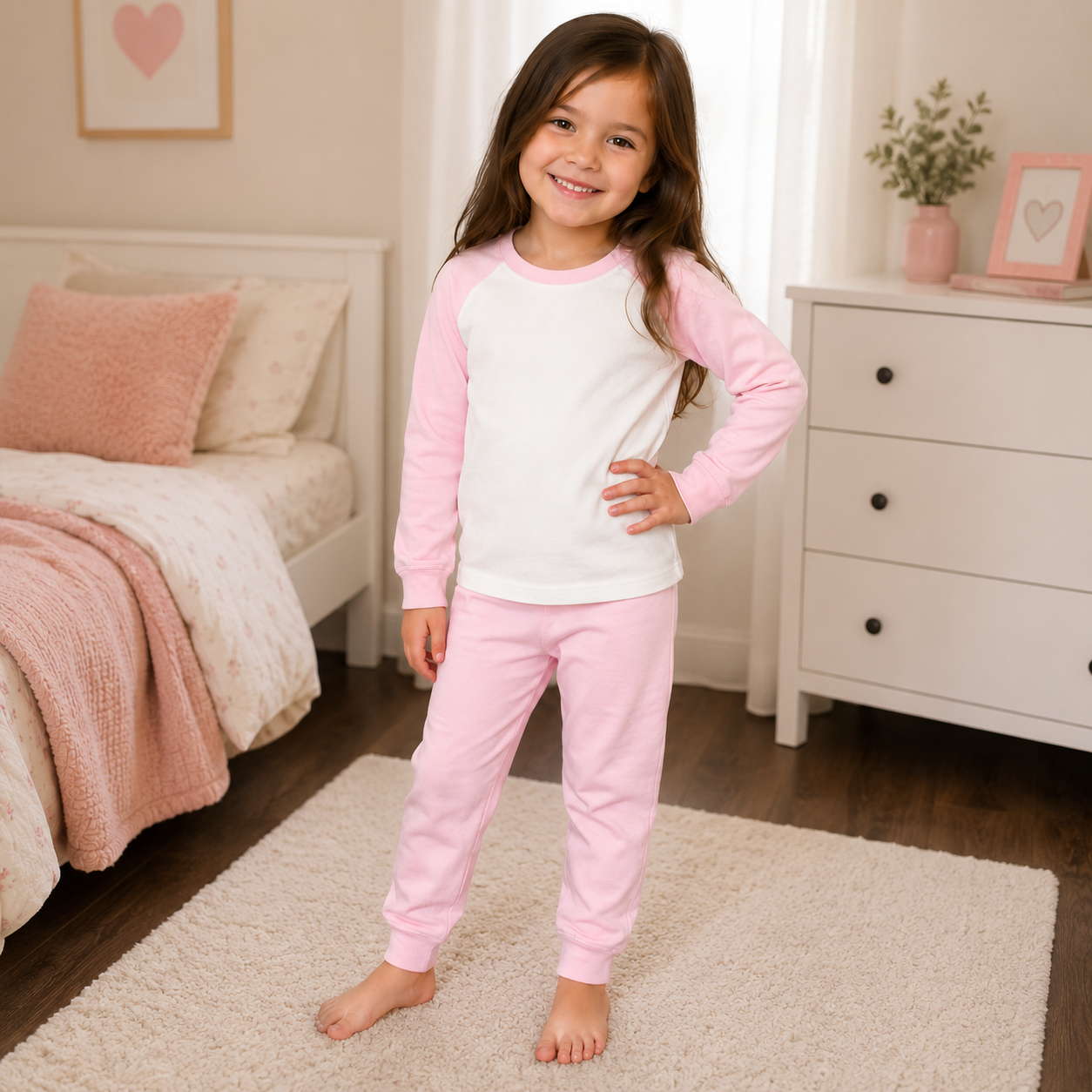 -Kids Baby Pink Pyjamas -LONG