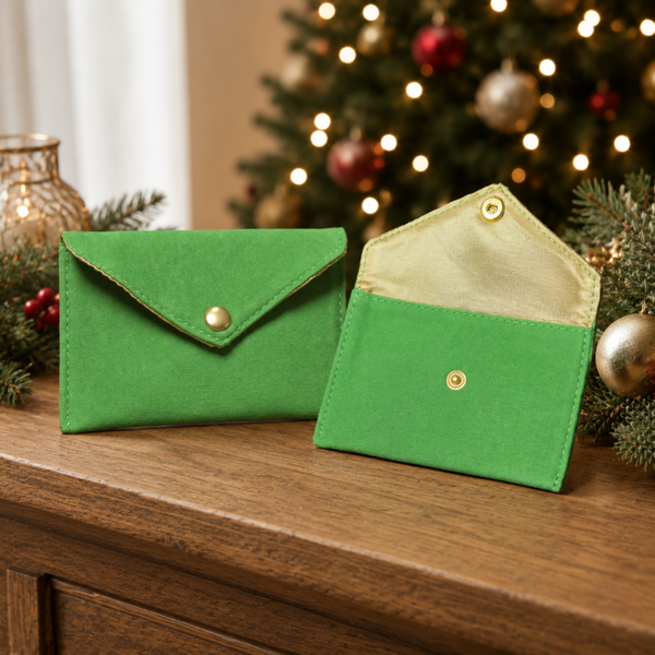 -SWB Velvet & Satin Gift Card Holder 10*7cm -GREEN
