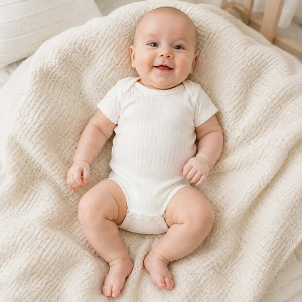 -Ribbed Baby Vest -Marshmallow