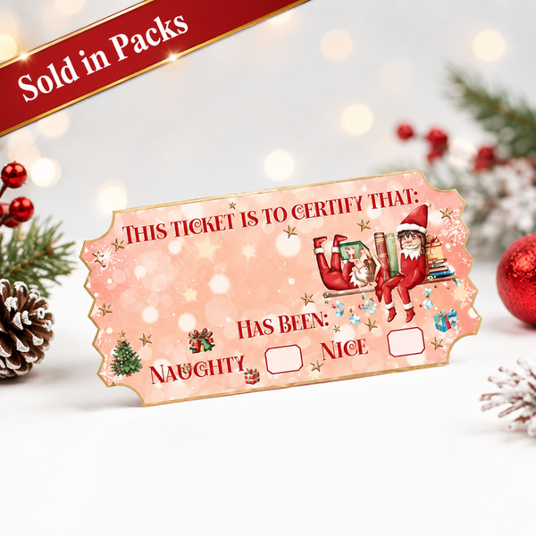 -Elf Naughty or Nice Ticket- 5 Pack
