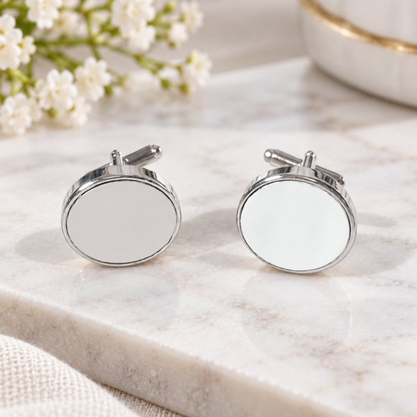 -Round Silver Cufflinks