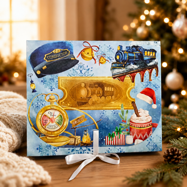 -Blue Christmas Express Treat Box -25x21x10cm -5 Pack (PRE-ORDER)