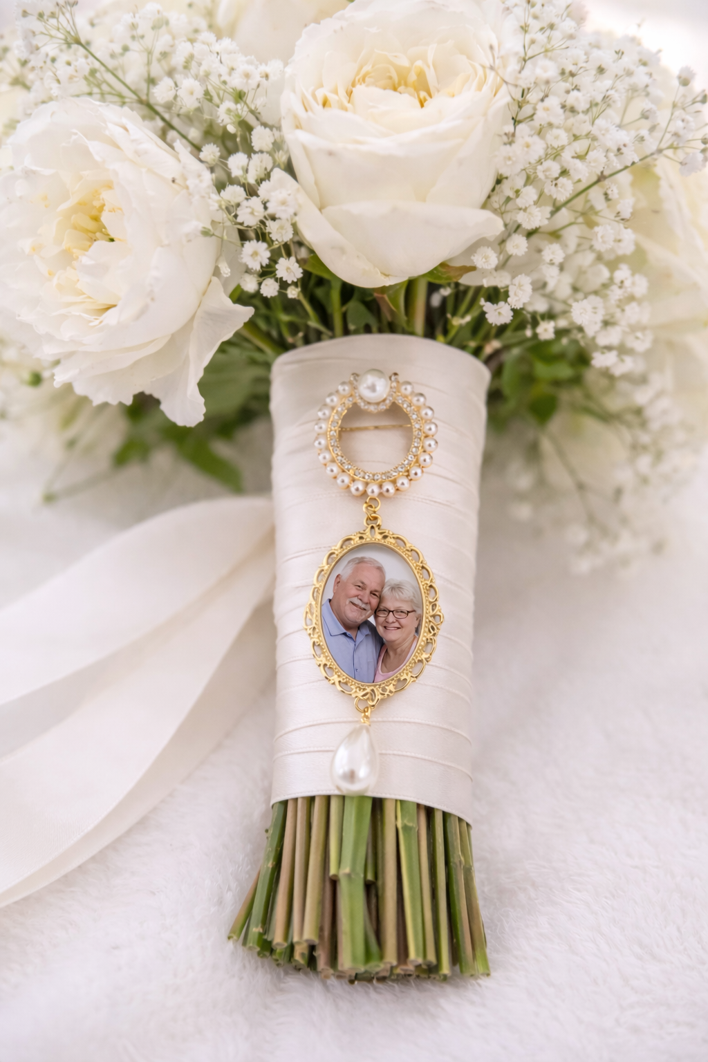 -Pearl Brooch/Bouquet Pin -Gold