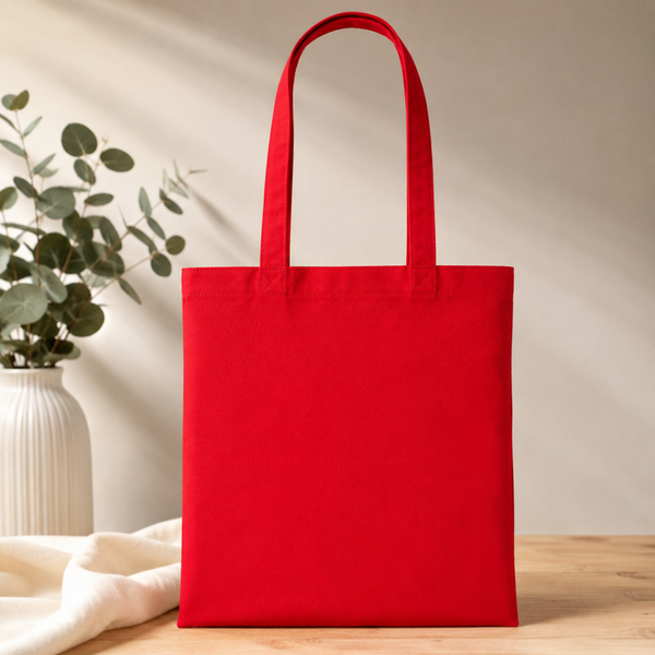 -Red Cotton Tote Bag
