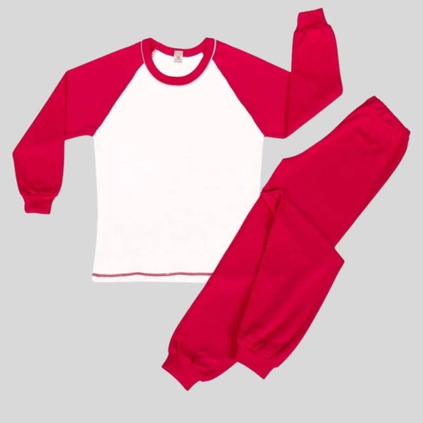 -Kids 100% Cotton Long Pyjamas- Red