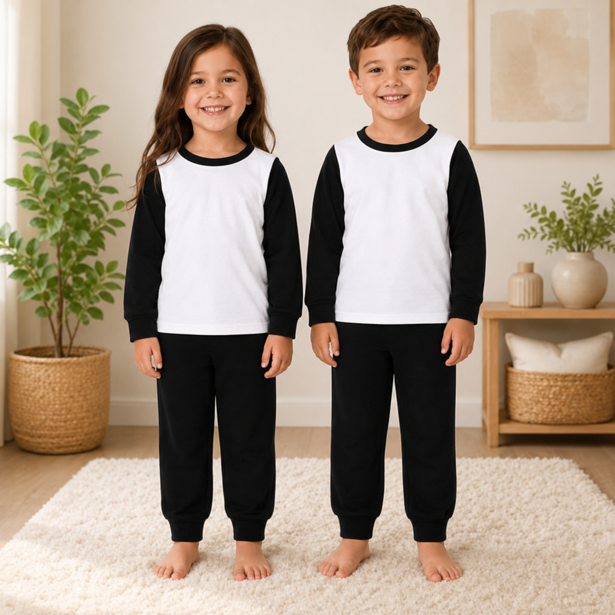 -Kids Black Pyjamas -LONG